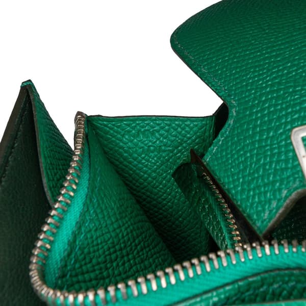 Pre-owned Hermès Epsom Constance Short Wallet Green