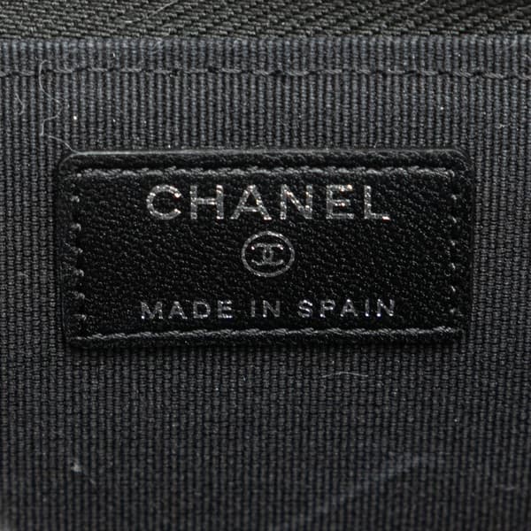 Pre-owned Chanel CC Quilted Lambskin Coin and Card Case Black