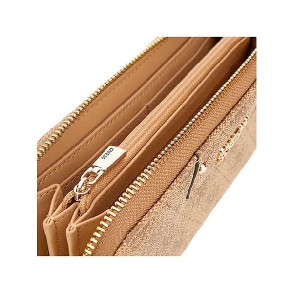 GUESS Beige brun clair plånbok för kvinnor - Eco Brenton SLG Large Zip Around Wallet L Latte Logo 290556