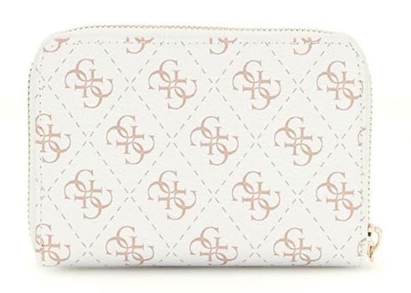 GUESS Plånbok i vit taupe för kvinnor - Eco Erica SLG Medium Zip Around Wallet Cream Logo 294555