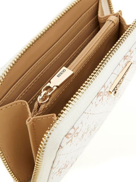GUESS Plånbok i vit taupe för kvinnor - Eco Erica SLG Medium Zip Around Wallet Cream Logo 294555