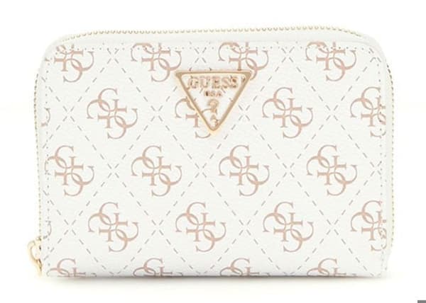 GUESS Plånbok i vit taupe för kvinnor - Eco Erica SLG Medium Zip Around Wallet Cream Logo 294555