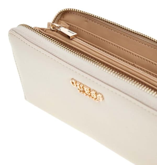 GUESS Ljusgrå plånbok för kvinnor - Laurel SLG Zip Around Wallet L Bone 290578