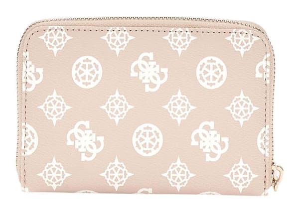 GUESS Beige vit plånbok för kvinnor - Laurel Zip Around Wallet M Sand Logo 292968