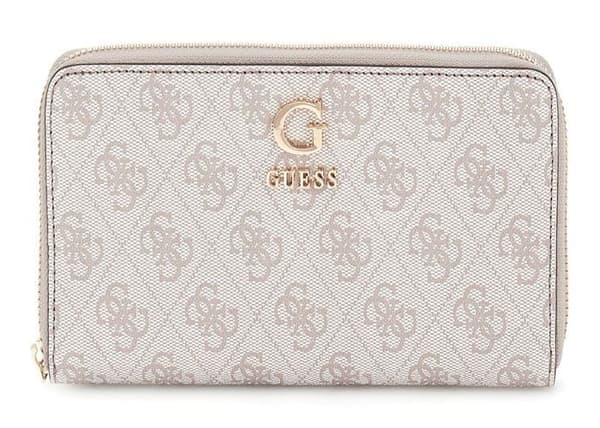 GUESS Plånbok taupe vit för damer - Zamira Stor Dragkedja Runt Plånbok L Mörk Taupe Logotyp 297929