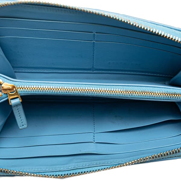 Pre-owned Bottega Veneta Nappa Intrecciato Zip Around Long Wallet Blue
