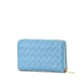 Miniatyrbild 2 av 10: Pre-owned Bottega Veneta Nappa Intrecciato Zip Around Long Wallet Blue