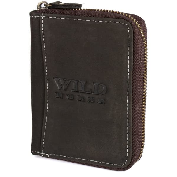 Vertikal läderplånbok för män Wild Horse Choco