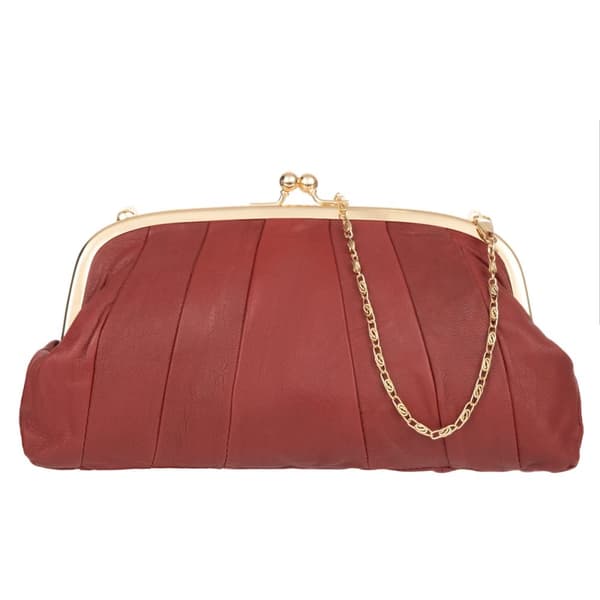 Läder axelväska Burgundy