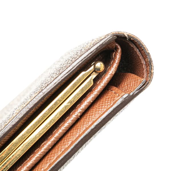 Pre-owned Louis Vuitton Monogram Porte Monnaie Billets Viennois Brown
