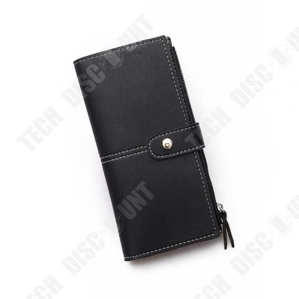 Lång Svart Plånbok / Dam Clutch Plånbok Handväska Dubbel Dragkedja / Tryckknapp / i Konstläder