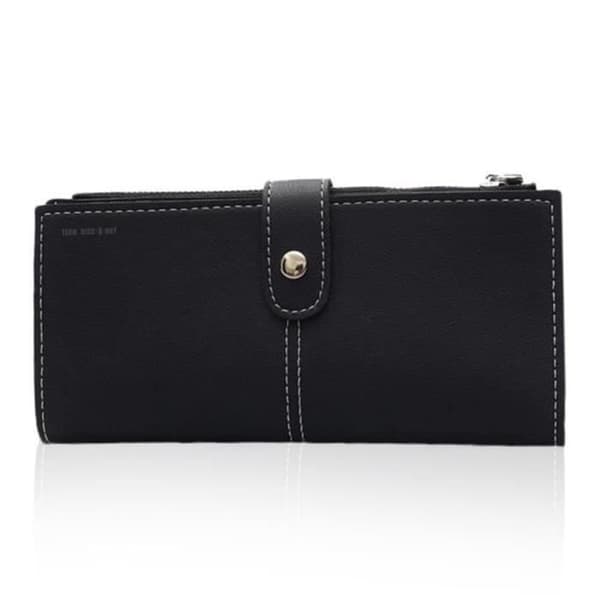 Lång Svart Plånbok / Dam Clutch Plånbok Handväska Dubbel Dragkedja / Tryckknapp / i Konstläder