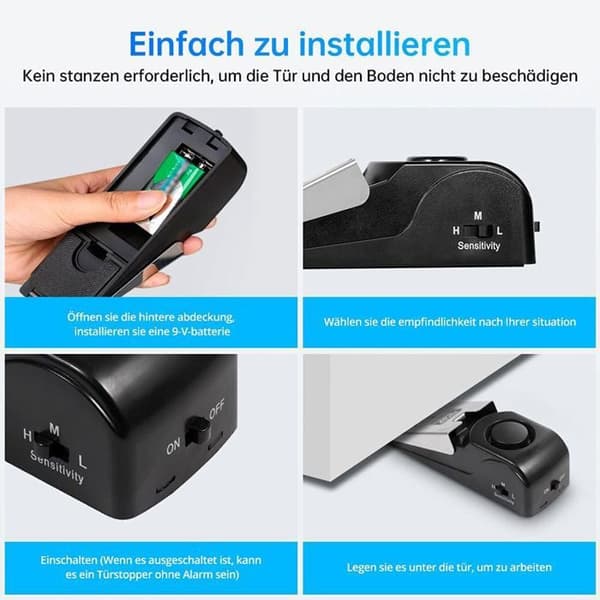 TD® dörrblockerare antiinbrottslarm smart kil stöldskydd interiör intrångsskydd metallpropp för golvstopp