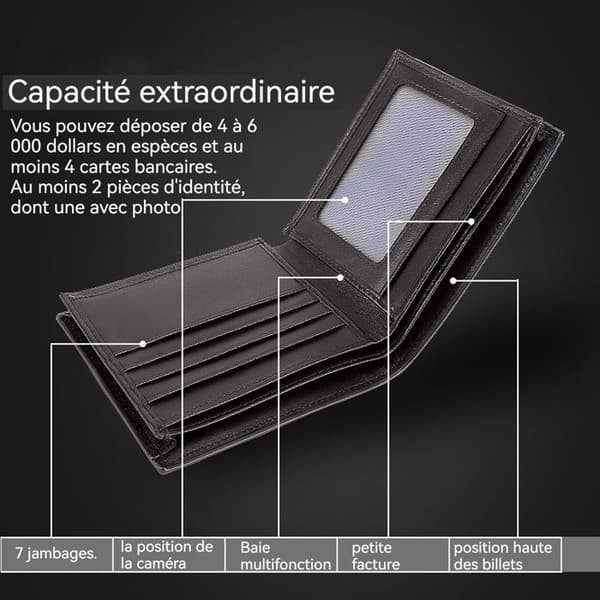 Portfölj INN® 21x12x4cm kort plånbok för män Med 7 kortfack i högkvalitativ kalvskinn