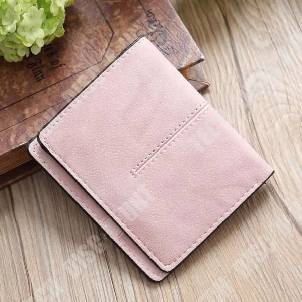 TD® PU-läderplånbok Rosa dam Retro korthållare handväska Släta sömmar Diskret och raffinerad chic