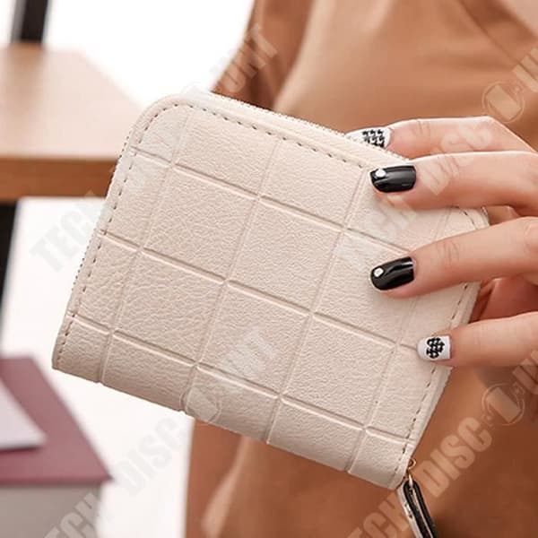 TD® PU-läderväska för kvinnor i ljus beige färg Bra kvalitet/Anti-scratch plånbok och korthållare