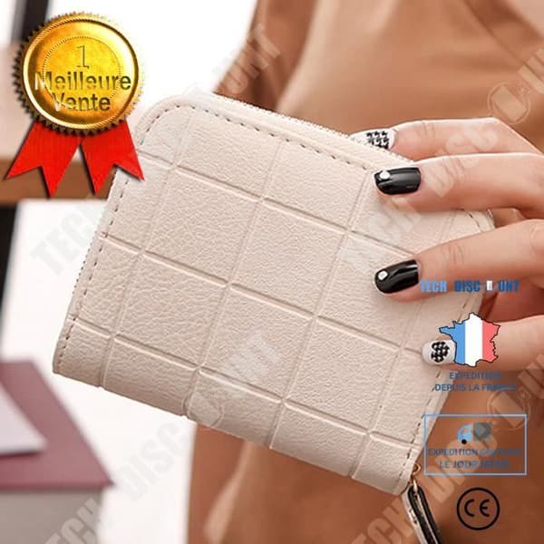 TD® PU-läderväska för kvinnor i ljus beige färg Bra kvalitet/Anti-scratch plånbok och korthållare