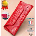 Miniatyrbild 2 av 4: TD® Bright Red PU Läder Lång Plånbok Imitation Crocodile Skin Patent Lyx Clutch Myntväska Multifunktionskorthållare