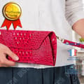 Miniatyrbild 1 av 4: TD® Bright Red PU Läder Lång Plånbok Imitation Crocodile Skin Patent Lyx Clutch Myntväska Multifunktionskorthållare