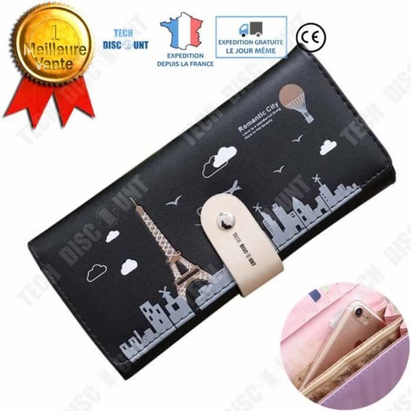 TD® Paris City Landscape Lång Plånbok i PU-läder för kvinnor Turism Souvenirkorthållare Gåvor Besök