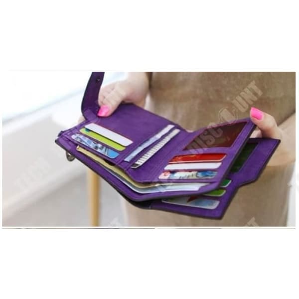 TD® PU-läderväska för kvinnor Lila Retro Multi-Pocket Organizer Foton Mynt Sedlar Finishing