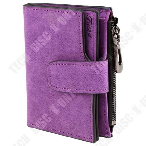 TD® PU-läderväska för kvinnor Lila Retro Multi-Pocket Organizer Foton Mynt Sedlar Finishing