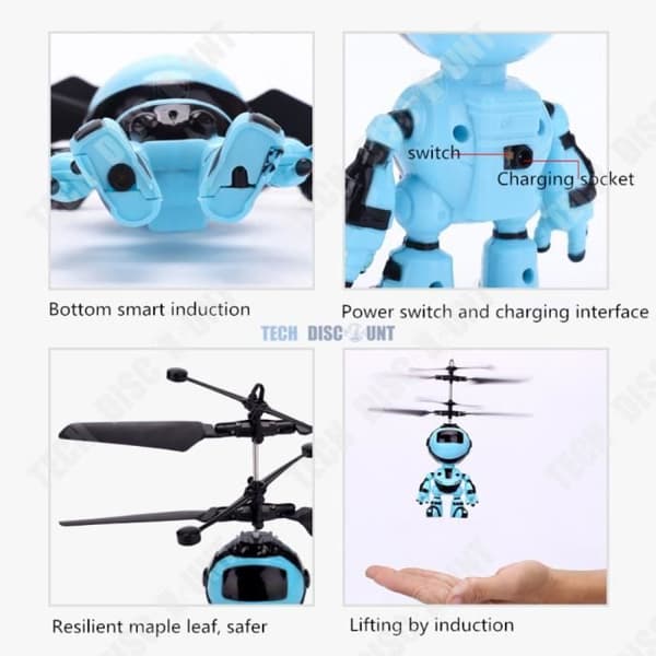 TD® Drone form transformerbar robot fjärrkontroll pedagogiska interaktiva effekter led smart sensor ansluten plast röst barn