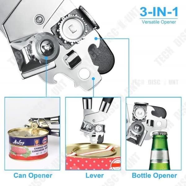 TD® multifunktionsburköppnare 3 i 1 manuell burköppnare Professionell Rostfri Enkel Industriell Flask Öl Flasköppnare Kök