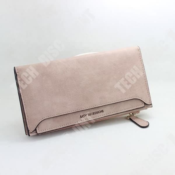 TD® lång plånbok för kvinnor i beige läder Dragkedja framficka Flerfickor Chic Clean Finishes