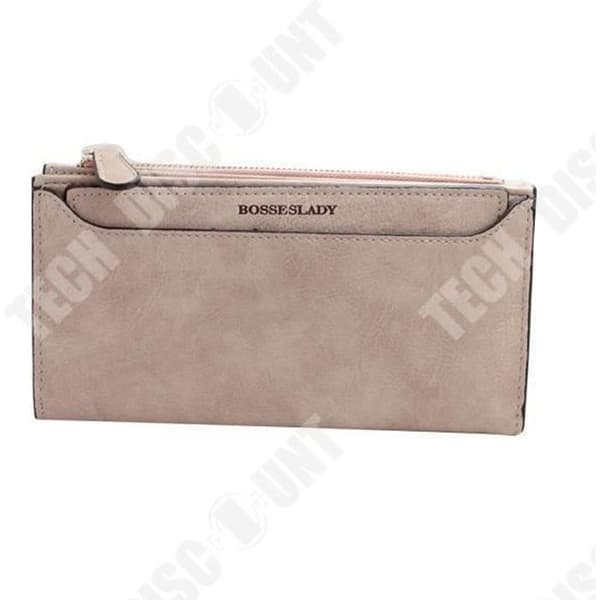 TD® lång plånbok för kvinnor i beige läder Dragkedja framficka Flerfickor Chic Clean Finishes