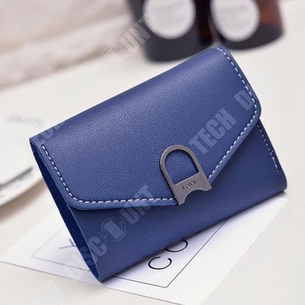 TD® Damplånbok/Myntväska/Kvalitetshandväska Clutch Modehandväska Färg Blå Läder Kompakt
