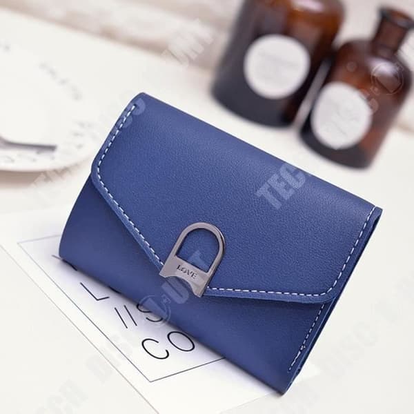 TD® Damplånbok/Myntväska/Kvalitetshandväska Clutch Modehandväska Färg Blå Läder Kompakt