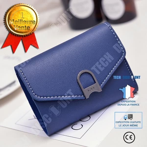 TD® Damplånbok/Myntväska/Kvalitetshandväska Clutch Modehandväska Färg Blå Läder Kompakt