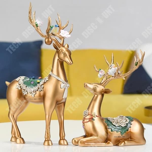 TD® Staty hjort par set gyllene utomhusälskare dekoration hem present samling figurer skulptur djur hantverk