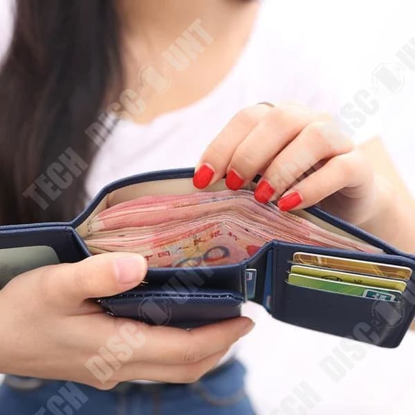 TD® Damer i blått PU-läder myntväska Korthållare Guld Krona detaljer infällda på fliken Multi-Storage Multi-Pocket