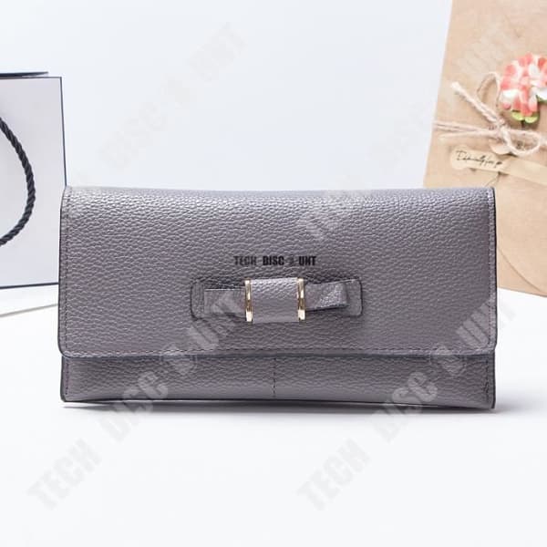 TD® Damplånbok fluga Dragkedja Lång myntväska Multifunktionskorthållare Taupe Färg Knot Fin finish