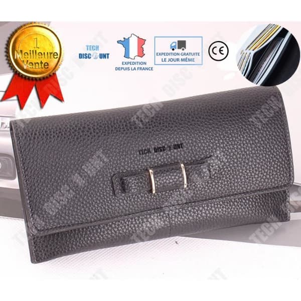 TD® Damplånbok fluga Dragkedja Lång myntväska Multifunktionskorthållare Taupe Färg Knot Fin finish