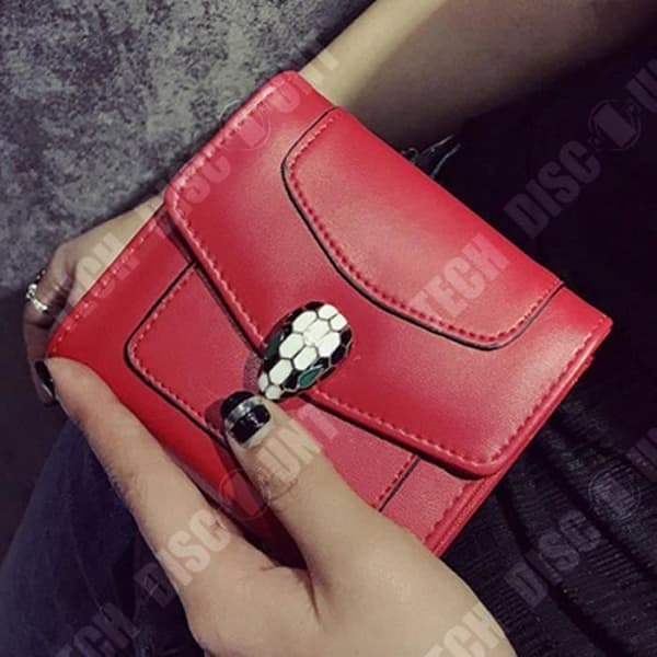 TD® PU Läder Myntväska Matt Röd Färg Dam En Snap Button Snake Head Korthållare Plånbok