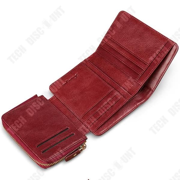 TD® Plånbok med tre fack Dam Retro klassisk design Multi-kortfack Fodral med dragkedja som motverkar blekning