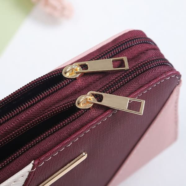 Plånbok - TD® - Dubbel dragkedja - Stor kapacitet - Rosa - Praktisk