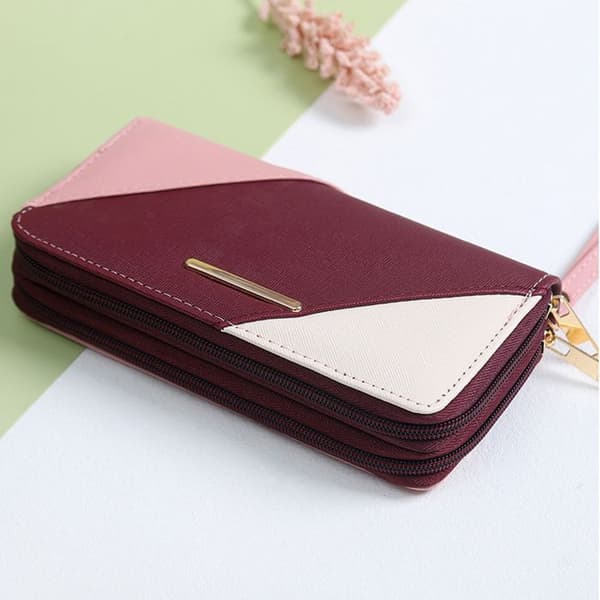 Plånbok - TD® - Dubbel dragkedja - Stor kapacitet - Rosa - Praktisk