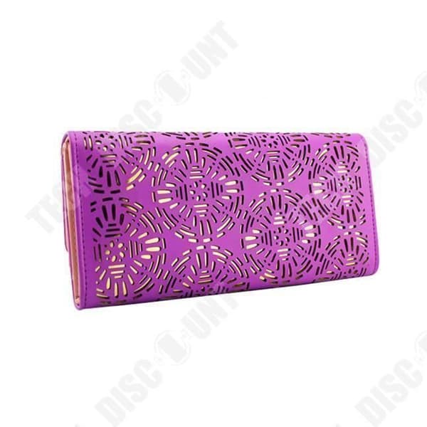 TD® Plånbok i ihåligt mönster för kvinnor - Lång Stor kapacitet Tre veck - Fuchsia Rosa - Tre veck - Flera fickor - Original och retro