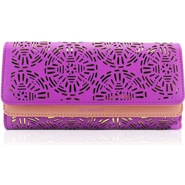 TD® Plånbok i ihåligt mönster för kvinnor - Lång Stor kapacitet Tre veck - Fuchsia Rosa - Tre veck - Flera fickor - Original och retro