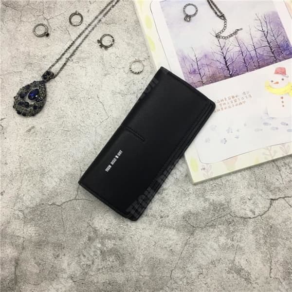 TD® Enkel lång plånbok för kvinnor Myntväska Korthållare Handväska Enfärgad svart färg Enkel och elegant kopplingsfinish