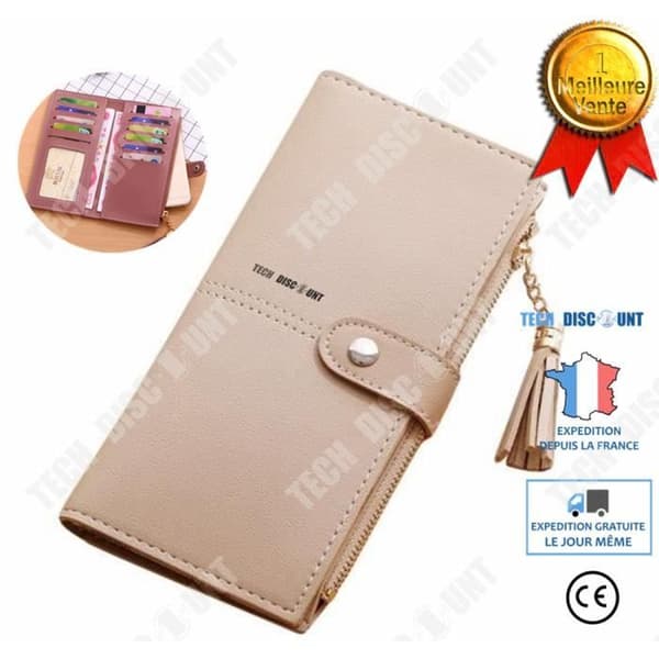 TD® Damplånbok Enkel lång tofs Myntväska Korthållare Plånbok / Beige väska/ Fransar/ Praktisk estetik