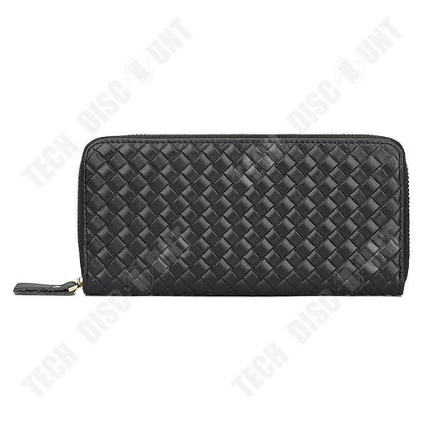 TD® Urban Fashion präglad stil Vävd plånbok i äkta läder, enkel Lång Clutch Myntväska med flera kort