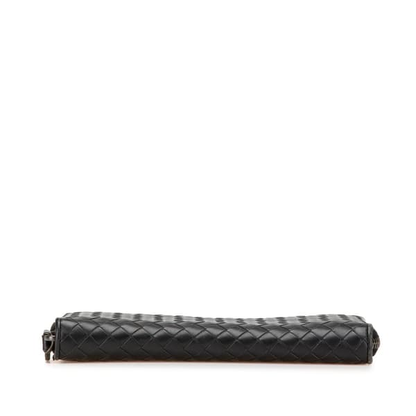 Pre-owned Bottega Veneta Nappa Intrecciato Zip Around Long Wallet Black