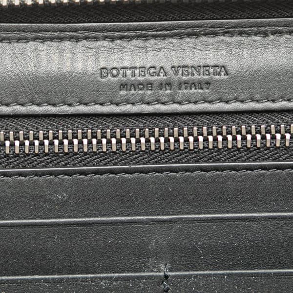 Pre-owned Bottega Veneta Nappa Intrecciato Zip Around Long Wallet Black