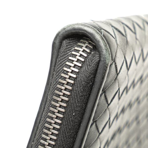 Pre-owned Bottega Veneta Nappa Intrecciato Zip Around Long Wallet Black