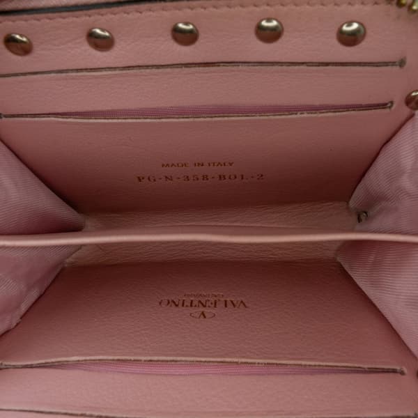 Pre-owned Valentino Leather Rockstud Zippy Wallet Pink